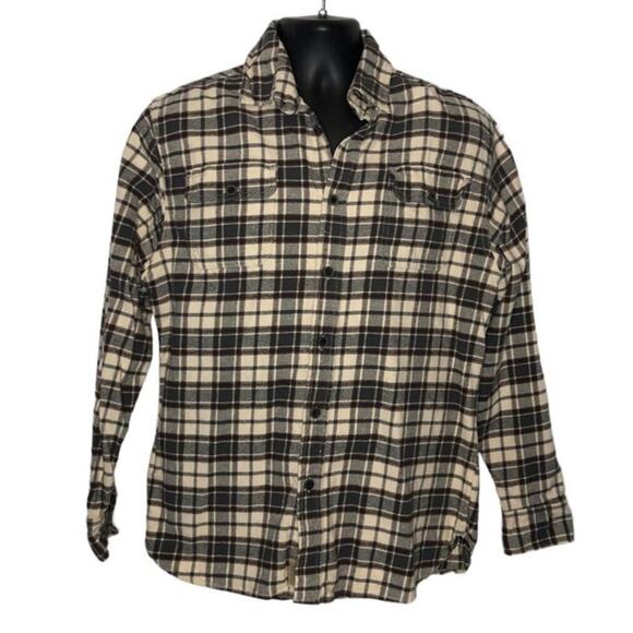 JACHS Heavyweight Tan Brown Plaid Flannel Shacket Men’s Medium - Picture 2 of 16